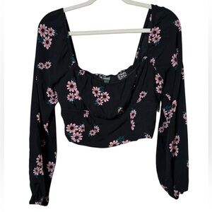 🍁 Wild Fable Black and Pink Floral Blouse